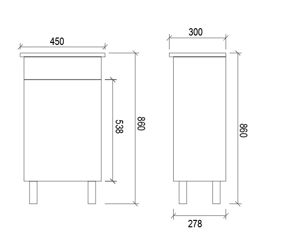 Square Vanity White Gloss 450mm - Image 2