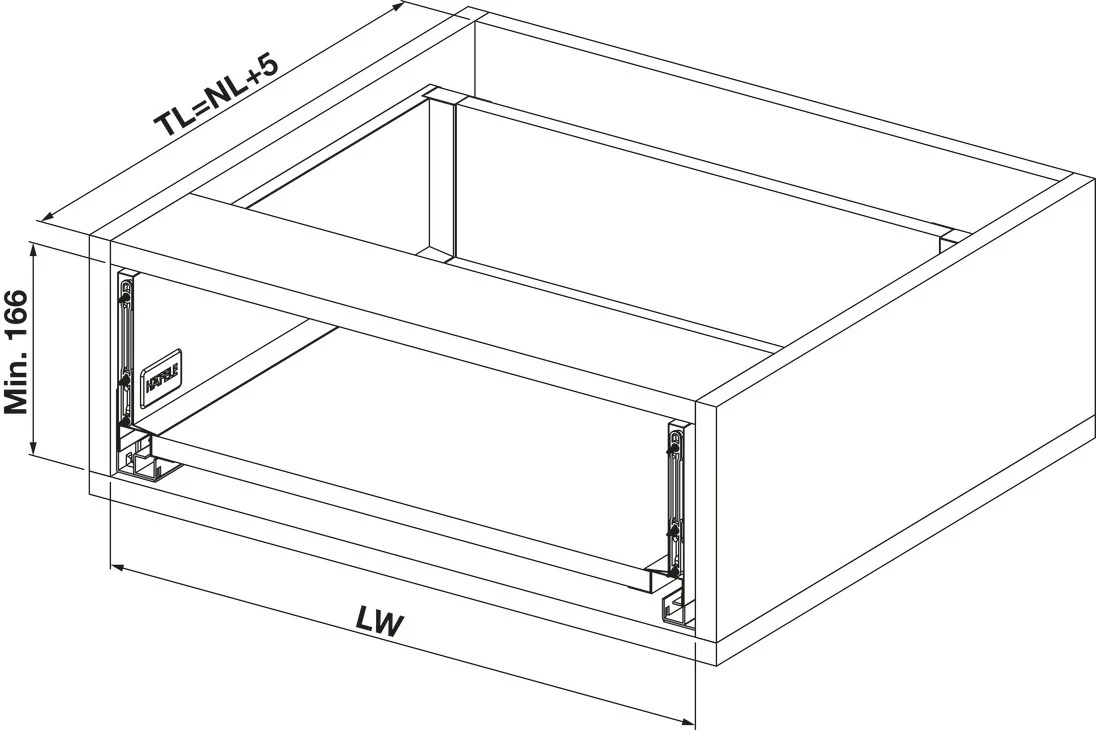 Alto Slim Drawer Set 500mm x Drawer Side Height 135mm - By Hafele - Image 4