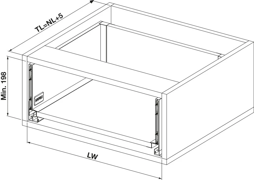 Alto Slim Drawer Set 500mm x Drawer Side Height 167mm - By Hafele - Image 4