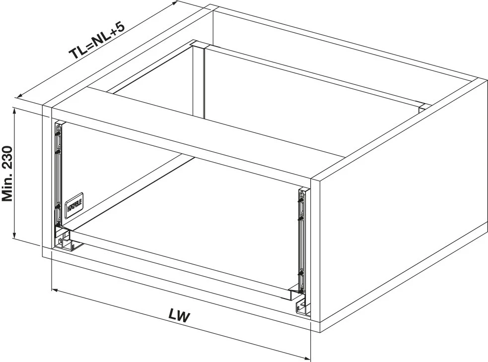 Alto Slim Drawer Set 500mm x Drawer Side Height 199mm - By Hafele - Image 4