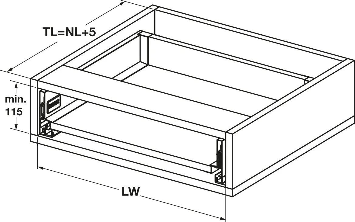 Alto Slim Drawer Set 500mm x Drawer Side Height 84mm - By Hafele - Image 3