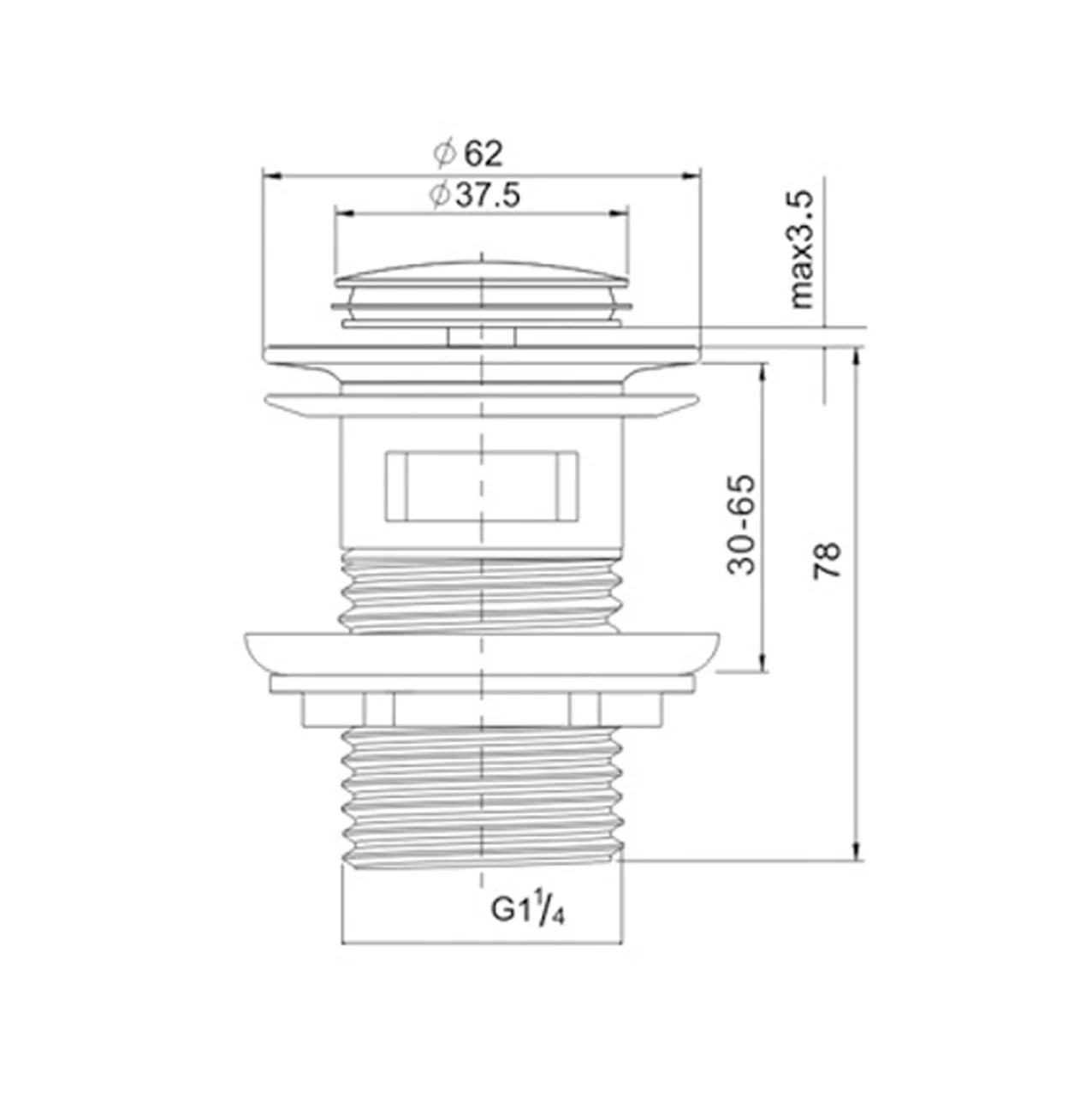 BKP80 32mm Pop-Up Waste with OverFlow - Image 3