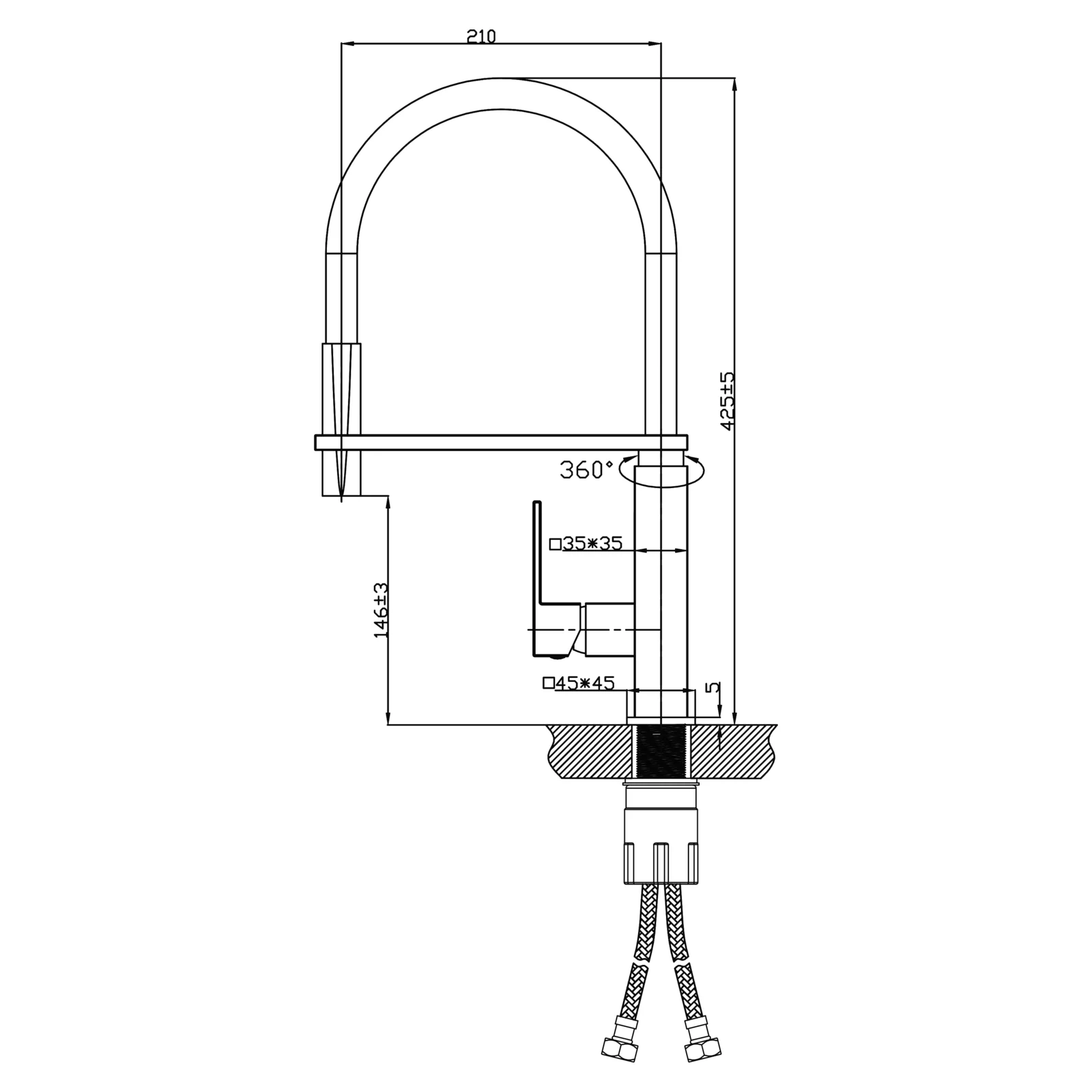 Black Sink Tap Mixer KM007 - Image 6