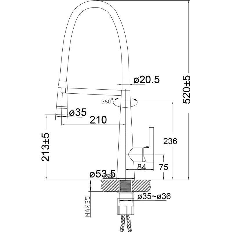 Black Sink Tap Mixer with LED KM001-LED - Image 6