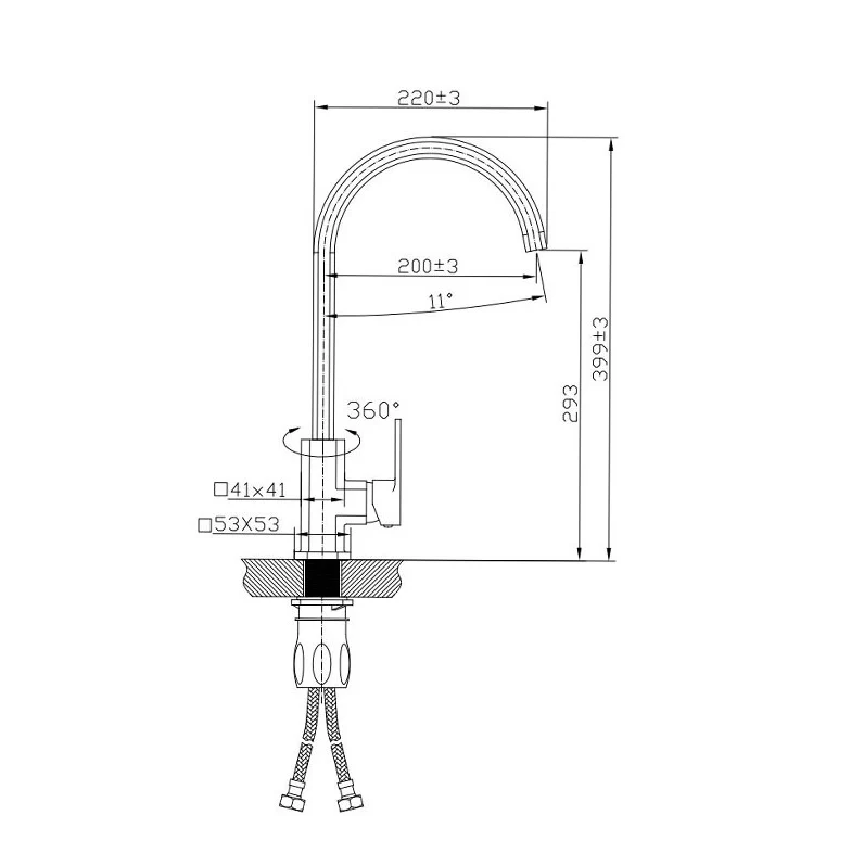 Gooseneck Kitchen Mixer Tap BKM501-B - Image 4