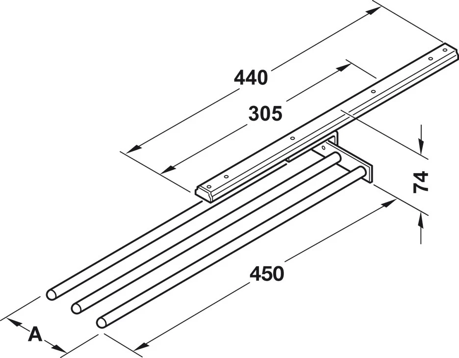Hafele towel Rail 2 Arm 54 x 460mm Aluminium Silver - Image 4
