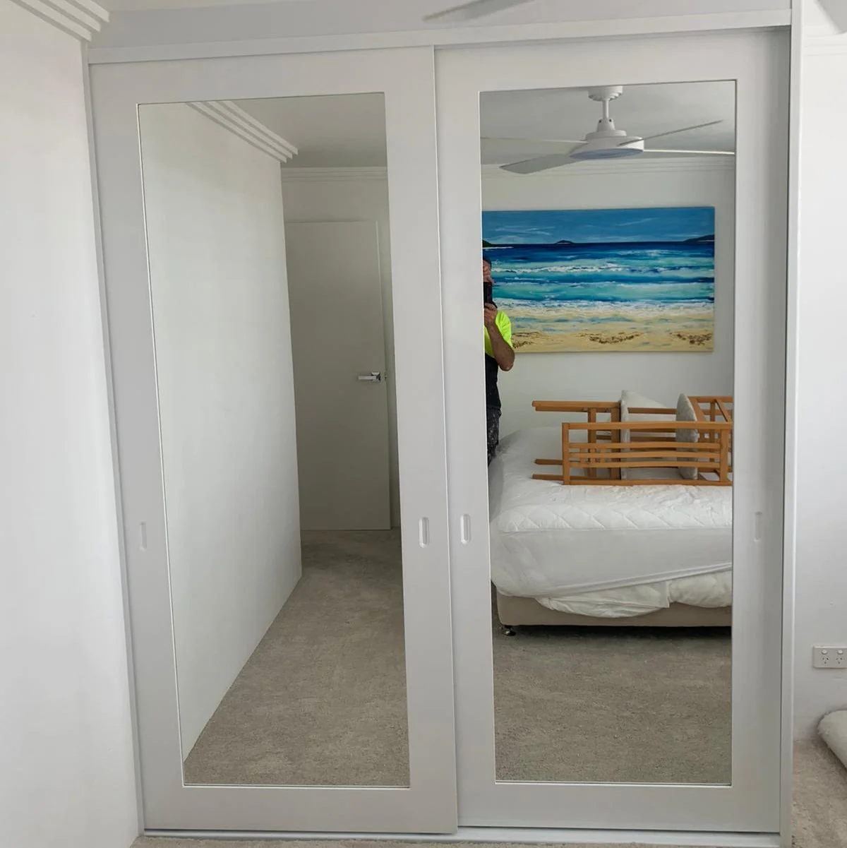 Polyurethane Painted Routered Design With Mirror Wardrobe Sliding Doors Up To 2400mm Height by Trademaster - Image 2