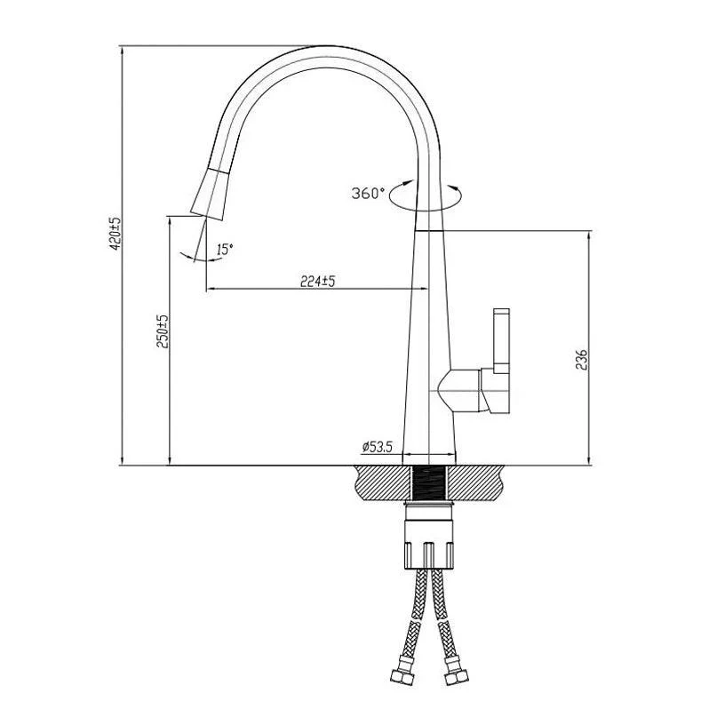 Round Pull Out Sink Mixer KM005 - Image 6