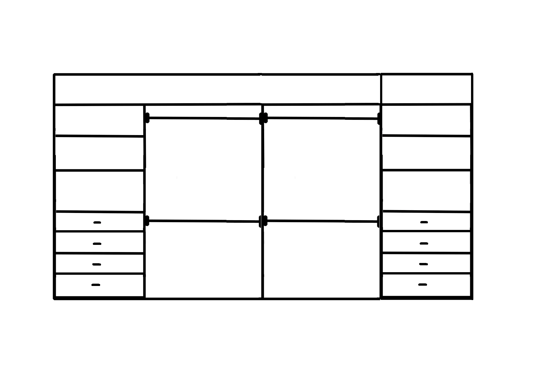 Wardrobe From 1600mm-2400mm Width - 4 Hangers & 2x458w Drawer Towers - WR24DD
