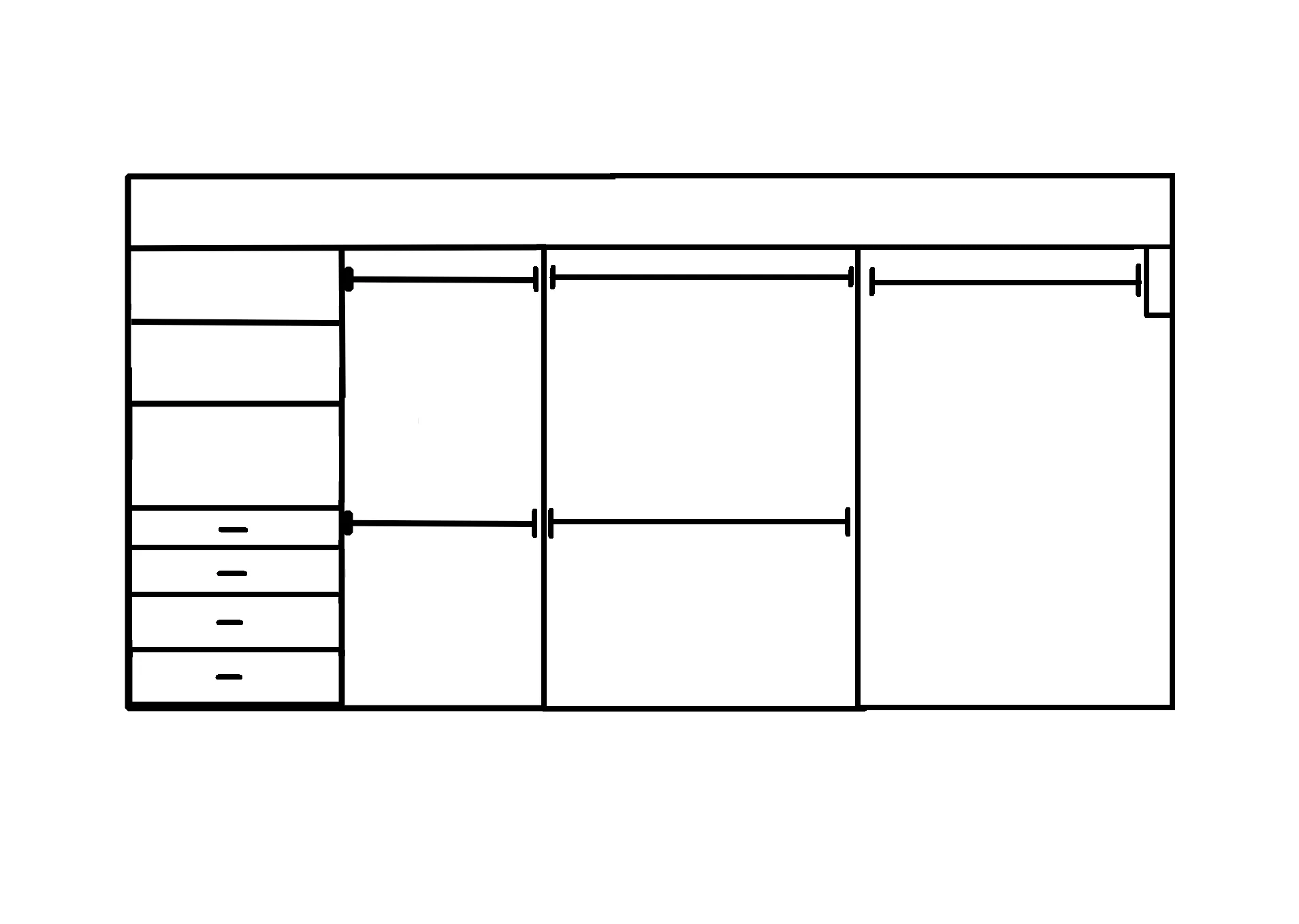Wardrobe From 2400mm-3600mm Width - 5 Hangers 1x458w Drawer Tower - WR36DH