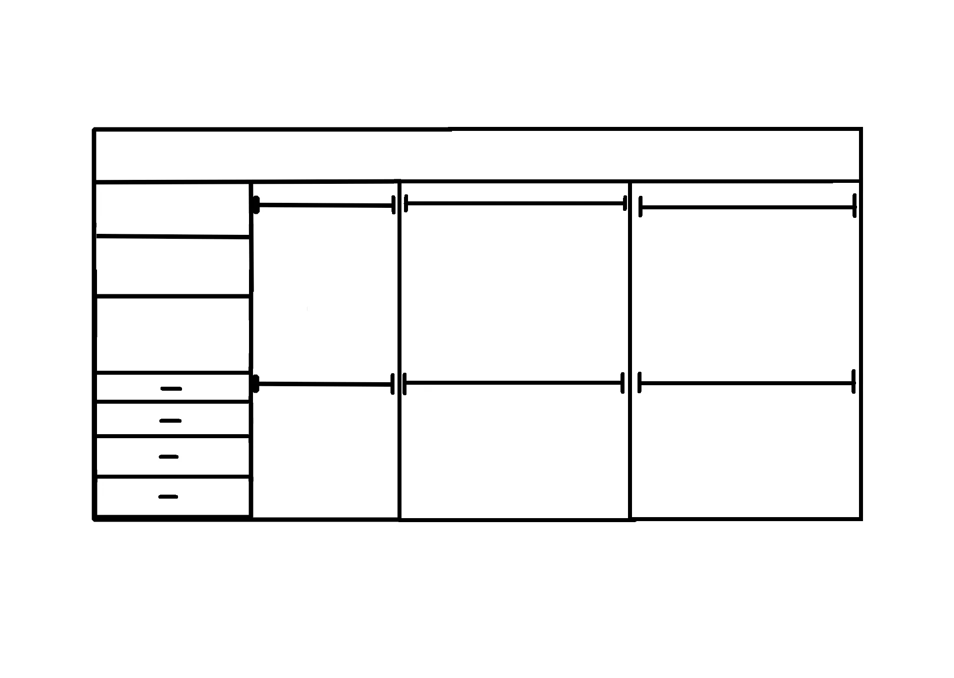 Wardrobe From 2400mm-3600mm Width - 6 Hangers 1x458w Drawer Tower - WR36DHD