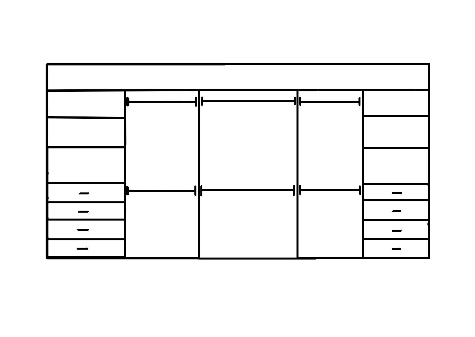 Wardrobe From 2400mm-3600mm Width - 6 Hangers 2x458w Drawer Towers - WR36DD